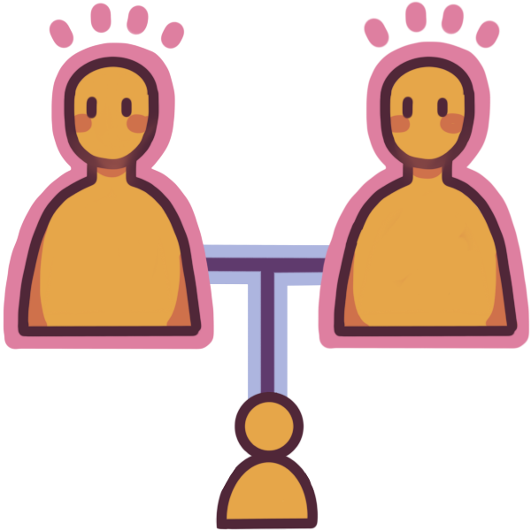 two parents with one child, and both parents are highlighted in pink